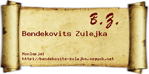 Bendekovits Zulejka névjegykártya